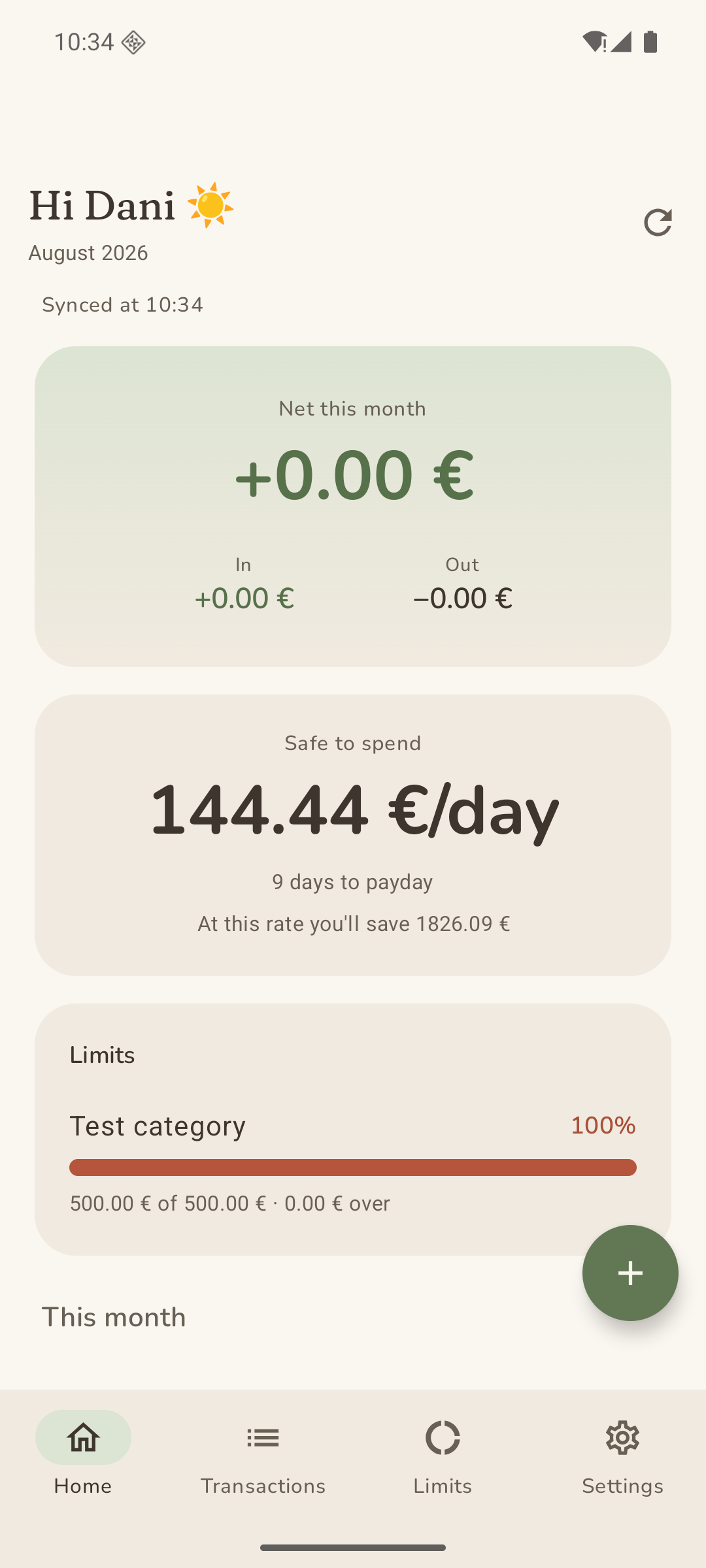 OurMoney dashboard