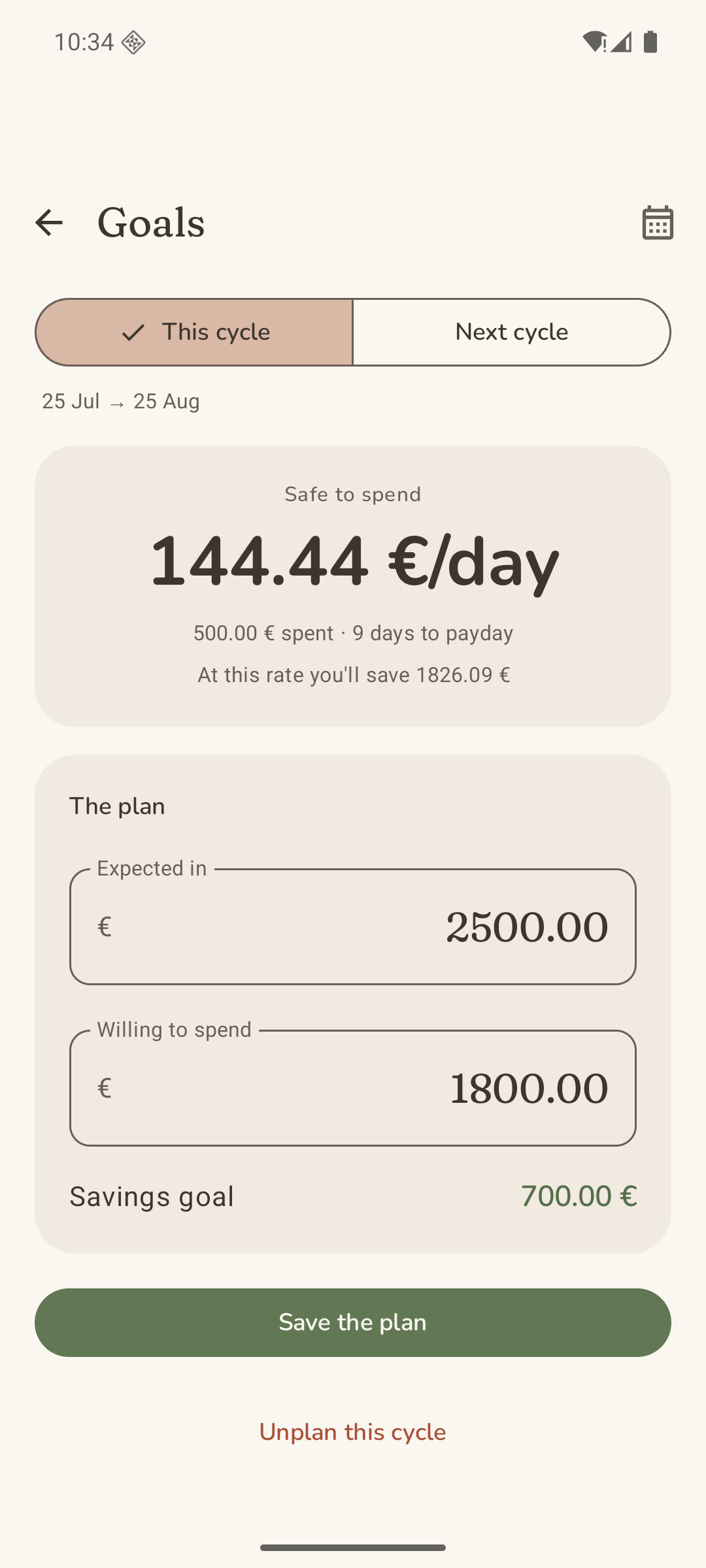 OurMoney goals